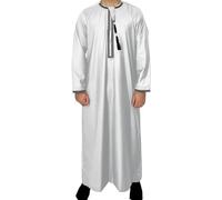 Burka for Men - Men'S Solid Color Round Neck Embroidered Coarse Fringed Oman Robe Arabia Men'S Long Sleeve Robe 以上翻译结果来自有道神经网络翻译（ynmt）· 通用场景 (White 62)