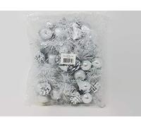 Burke Glitter Artificial Silver & White Apple & Pine Cone Christmas Pick x 12