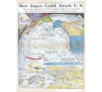 Burke How Japan Could Attack US 1937 Map Extra Large Wall Art Print Premium Canvas Mural