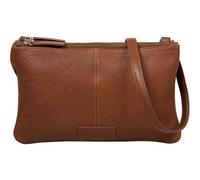 Burkely Leather Shoulder Bag Soft Skylar Double Pocket Zip Chestnut Brown