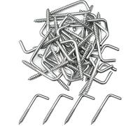 burkfeeg 40 Pcs L Hook Screws Screw-in Hooks Screws Square Shouldered Dresser Screws Hooks Carbon Steel Right-Angle Hook for Hanging Cups, Keys, Traction Ropes (1.57 × 0.59 inch)