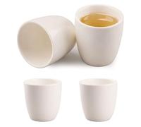 burkfeeg Ceramic Espresso Coffee Cup, 150ml/5.27oz Pure White Japanese Tea Cups for Hot Tea or Matcha Tea, Vintage Style Tea Cup Handle-Less, Dishwasher and Microwave Safe, 4 Pcs Mug Teacups
