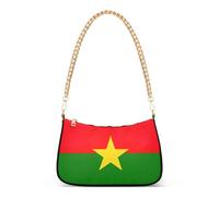 Burkina Faso Flag Aesthetic Shoulder Bag for Women Retro Formal Purse Hobo Chain Strap Zipper Phone Wallet Purse