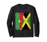Burkina Faso Jamaica Half Flag Burkinabe Jamaican Heritage Long Sleeve T-Shirt