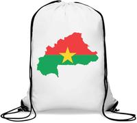 Burkina Faso Map Flag Gym Sack Casual Drawstring Bag White