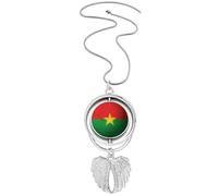 Burkina Faso National Flag Football Pendant Angel Wings Rotating Necklace Jewelry