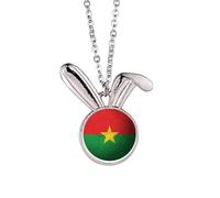 Burkina Faso National Flag Football Rabbit Necklace Pendant Bunny Animal Jewelry Gift