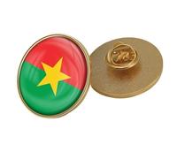 Burkina Faso Patriotic Flag Brooch - Vintage Square Text Flag Print Brooch,Ethnic Style Backpack Hats Accessories Badges Hard Brooches Pins For Man Women Round