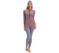 Burkini Swimsuits for Women Muslim Swimwear Top Pants Hijab Rash Guard 3 Pieces Full Cover Swimming Costume UV Protection Bathing Suit Middle East Modest Swimsuit Beachwear Surfing Outfit Purple S
