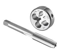 Burkit 3/8"-16 UNC Tap and Die Set Left Hand, 3/8 x 16 UNC Machine Thread Tap and Round Die