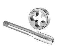 Burkit 7/16"-24 UNF Tap and Die Set Right Hand, 7/16 x 24 UNF Machine Thread Tap and Round Die