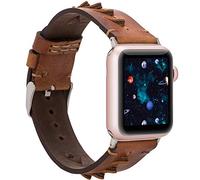 Burkley Leather Strap for Apple Watch in 38/40 mm and 42/44 mm Vintage Watch Strap Replacement Strap Compatible with All Apple Watch - Handmade (38/40 mm, Brown - BA12)