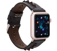 Burkley Leather Strap for Apple Watch in 38/40 mm and 42/44 mm Vintage Watch Strap Strap Compatible with All Apple Watch - Handmade (42/44 mm, Black - BA12)