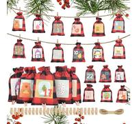 Burlap Bags Christmas | Reusable Glowing In The Dark 24 Day Countdown Calendar Pouch | Christmas Bags for Treats,for Chocolates Nuts Small Toy Lollipops Cracker Fruit Bracelets Necklaces