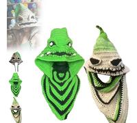 Burlap Chap Crochet Hood, Handmade Halloween Headwear, Creepy Cute Cosplay Knit Hood, Cozy Party Poncho Costume(A+B)