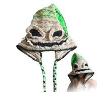 Burlap Chap Crochet Hood - Handmade Halloween Horror Headdress, Bohemian Christmas Nightmare Costume, Holiday Decorative Hat (#A)