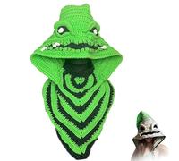 Burlap Chap Crochet Hood, Oogie Boogie Hat with Lights, Handmade Halloween & Christmas Nightmare Costume, Funny Halloween Crochet Hat for Man Women (C)