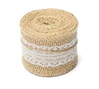 Burlap Fabric roll 1pcs 5cm x 200cm Natural Jute Burlap Roll White Lace Hessian Trim Table Runner Bands Rusticity Wedding Decor DIY Craft for Crafting(4)