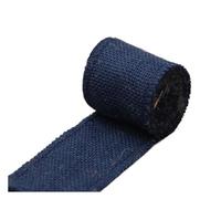 Burlap Fabric roll 2M/Roll 6cm Natural Jute Burlap Ribbon Rustic Vintage Wedding Decor Hessian Hemp Roll Party Supplies DIY Decoration for Crafting(Deep Blue)
