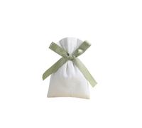 Burlap Hessian Bags, Hessian Bags 50pcs White Cotton Burlap Jewelry Bag with Ribbon Custom Logo Can Choose Ribbon Color Pouch for Wedding Candy Gift Bag(Light Green Silk,1 count (Pack of 1)1)