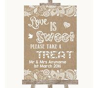 Burlap & Lace Wedding Sign Collection Burlap & Lace Love is Sweet Take A Treat Candy Buffet Wedding Sign