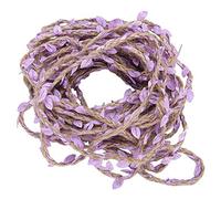 Burlap Leaf Ribbon, 32.8ft Braided Twine Garland with Artificial Colored Leaves for DIY Crafts Rustic Wedding Jungle Safari Party Home Decorations Purple