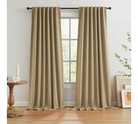 Burlap Linen Blackout Curtains for Ceiling Living Room Track System Back Tab, Loop Pocket Curtains Pinch Pleated Drapes for Patio Sliding Glass Door, Burlap Color,W50 x L108 Inches Long, 2 Panels