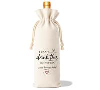 Burlap Pregnancy Announcement Wine Bag with Drawstring | Wine Bag with Drawstring Reusable Wine Gift Bag for New Dad Grandparents I Cant Drink This But You Can Pregnancy Reveal Ideas