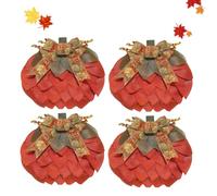 Burlap Pumpkin Garland with Bows and Berries, Handmade Fall Pumpkin Wreath, Burlap Autumn Wreathes, Fall Door Wreath for Autumn Halloween Christmas Thanksgiving Wall Decor (B,4Pcs)