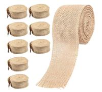 Burlap Ribbon 2 Inch, 10 Yards Natural Jute Craft Ribbon for DIY, Wrapping, Wedding & Rustic Home Decor - Wire-Free Brown Roll