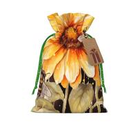 Burlap Santa Sack with Tags, Green Christmas Ribbon Holiday Gift Wrap Bag Reusable Drawstring Christmas Gift Bag Blackboard Bees Sunflowers Gift Wrapping Bags Personalized Xmas Sacks for Presents