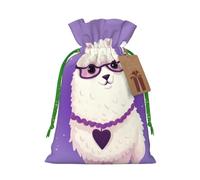 Burlap Santa Sack with Tags, Green Christmas Ribbon Holiday Gift Wrap Bag Reusable Drawstring Christmas Gift Bag Love alpaca purple Gift Wrapping Bags Personalized Xmas Sacks for Presents Small