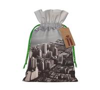 Burlap Santa Sack with Tags, Green Christmas Ribbon Holiday Gift Wrap Bag Reusable Drawstring Gift Bag Mumbai city Gift Wrapping Bags Personalized Christmas Sacks for Presents Medium