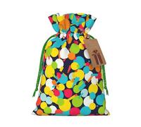 Burlap Santa Sack with Tags, Green Christmas Ribbon Holiday Gift Wrap Bag Reusable Drawstring Gift Bag Confetti bright pattern Gift Wrapping Bags Personalized Christmas Sacks for Presents Small