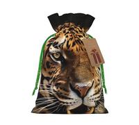 Burlap Santa Sack with Tags, Green Christmas Ribbon Holiday Gift Wrap Bag Reusable Drawstring Gift Bag tiger Gift Wrapping Bags Personalized Christmas Sacks for Presents Medium