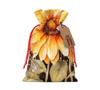 Burlap Santa Sack with Tags, Red Christmas Ribbon Holiday Gift Wrap Bag Reusable Drawstring Christmas Gift Bag Blackboard Bees Sunflowers Gift Wrapping Bags Personalized Xmas Sacks for Presents Medium