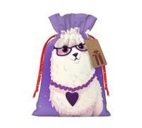Burlap Santa Sack with Tags, Red Christmas Ribbon Holiday Gift Wrap Bag Reusable Drawstring Christmas Gift Bag Love alpaca purple Gift Wrapping Bags Personalized Xmas Sacks for Presents Small