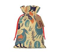 Burlap Santa Sack with Tags, Red Christmas Ribbon Holiday Gift Wrap Bag Reusable Drawstring Gift Bag Australian Animals Gift Wrapping Bags Personalized Christmas Sacks for Presents Medium