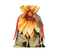 Burlap Santa Sack with Tags, Red Ribbon Holiday Gift Wrap Bag Reusable Drawstring Christmas Gift Bag Blackboard Bees Sunflowers Gift Wrapping Bags Personalized Xmas Sacks for Presents Small