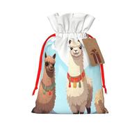 Burlap Santa Sack with Tags, Red Ribbon Holiday Gift Wrap Bag Reusable Drawstring Gift Bag Llama And Alpaca Gift Wrapping Bags Personalized Christmas Sacks for Presents Medium