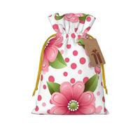 Burlap Santa Sack with Tags, Yellow Christmas Ribbon Holiday Gift Wrap Bag Reusable Drawstring Christmas Gift Bag Polka Dot Flower Gift Wrapping Bags Personalized Xmas Sacks for Presents Medium