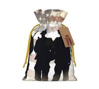 Burlap Santa Sack with Tags, Yellow Christmas Ribbon Holiday Gift Wrap Bag Reusable Drawstring Christmas Gift Bag Armed Forces Day American Pattern Gift Wrapping Bags Personalized Xmas Sacks for