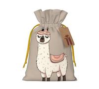 Burlap Santa Sack with Tags, Yellow Christmas Ribbon Holiday Gift Wrap Bag Reusable Drawstring Gift Bag No Drama Llama Gift Wrapping Bags Personalized Christmas Sacks for Presents Medium