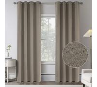Burlap Textured Linen 100% Blackout Curtains for Bedroom - 108 Inches Long Energy Saving Thermal Insulated Window Treatment Curtain Drapes for Villa Living Room (Taupe,2 Panels,W 52 x L 108 Inch)
