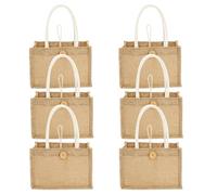 Burlap Tote Bag with Handle Waterproof Burlap Bags Reusable Jute Tote Portable Jute Handbag Minimalist Design Hessian Bags Large Capacity for Groceries Beach Day 23 * 11 * 16cm(6)