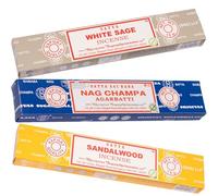 BURLAS Satya Incense Sticks Gift Collection, Nag Champa, White Sage and Sandalwood