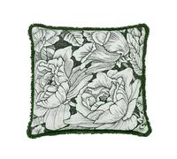 Burleigh x Bedeck of Belfast Hibiscus Fringed Edge Cushion 50cm x 50cm, Green