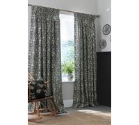 Burleigh For Bedeck Regal Peacock Lined Curtains 66x90 Charcoal/White