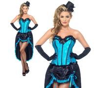 Burlesque Dancer Costume Moulin Rouge Can Can Womens Ladies Fancy Dress New