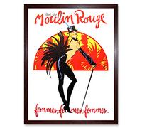 Burlesque Moulin Rouge Paris Girls Art Print Framed Poster Wall Decor 12x16 inch